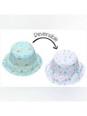 Flap Jack Kids Reversible Baby Fish/Jellyfish Patterned Sun Hat